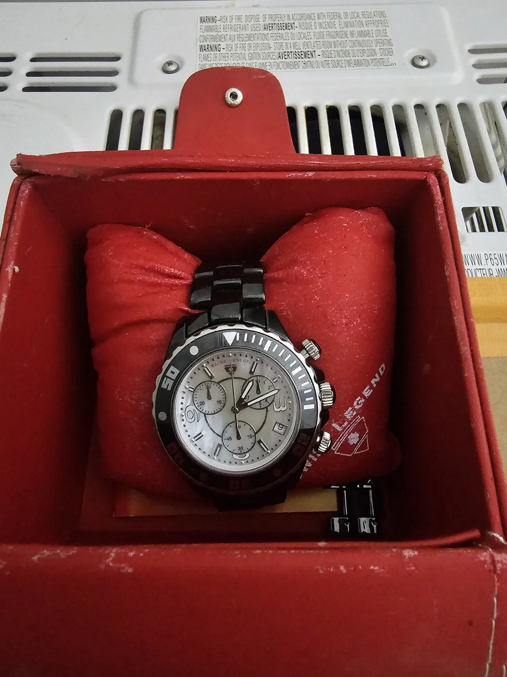 Swiss Legend Black and White Ceramic Chronograph Men’s Watch